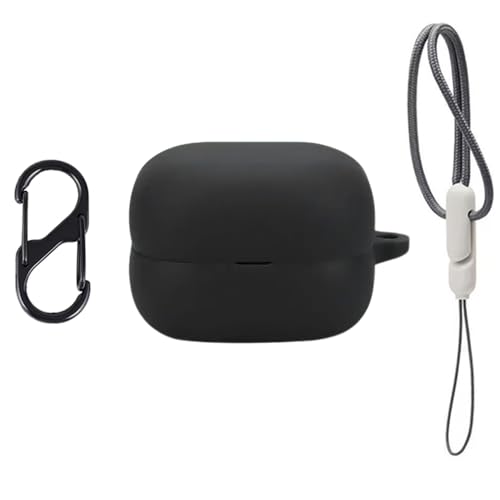 For SONY(ソニー) LinkBuds Fit WF-LS910N ケース 保護カバー【SHANCHI】ワイヤレスイヤホンシリコン保護カバー((登山用バックル+ストラップ付き)転倒防止、引っ掻き防止、衝撃防止、装着可能充電可能、防水、防塵(ブラック)