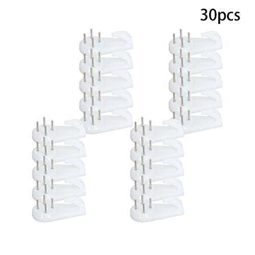 Image of Aicosineg Hardwall Hanger Mount Non-Mark Hook Photo Picture Frame Hanger for Fasteners Wall Wallpaper Walls Concrete Hooks Wooden Doors Hardware Medium White Tone 30pcs