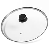 12 Inch Tempered Glass Lid for Cast Iron Skillets & Pots, Shatterproof Universal Pan Cover, Tempered Glass Covered with Heat Resistant Silicone Knob (Fits 12" Skillet, Wok pan, Dutch Oven, Pot)