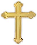PinMart's Gold Plated Ornate Cross Religious Lapel Pin