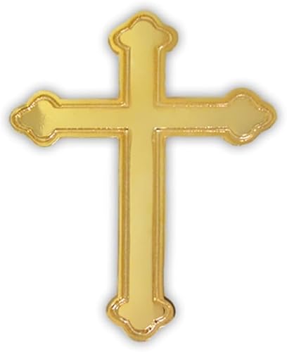 PinMart's Gold Plated Ornate Cross Religious Lapel Pin – 1 Piece