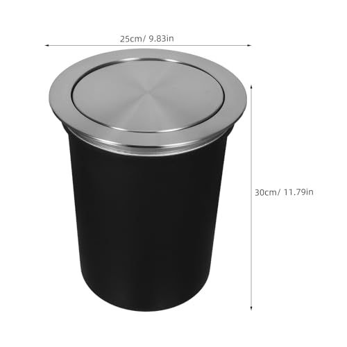Caneca de basura negra de acero inoxidable con tapa integrada miniatura 2