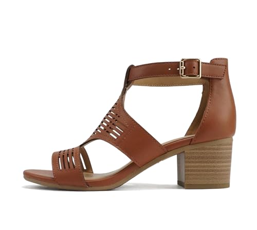 Soda “Norway” ~ Women Open Toe Closed Back Counter Cutout Upper Low Block Heel Sandal with Adjustable Ankle Strap - Main Image