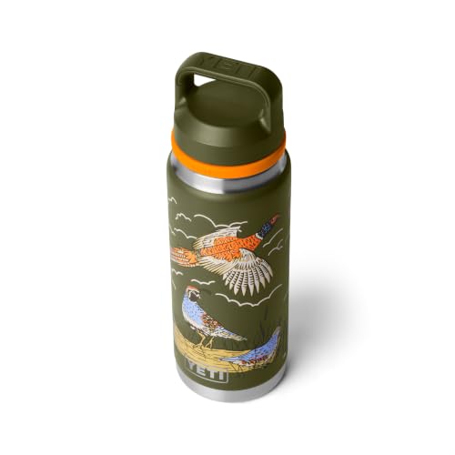 Image of YETI Rambler 26 oz Bottle, Leakproof, Vacuum Insulated, Stainless Steel with Chug Cap, Upland Bird Olive