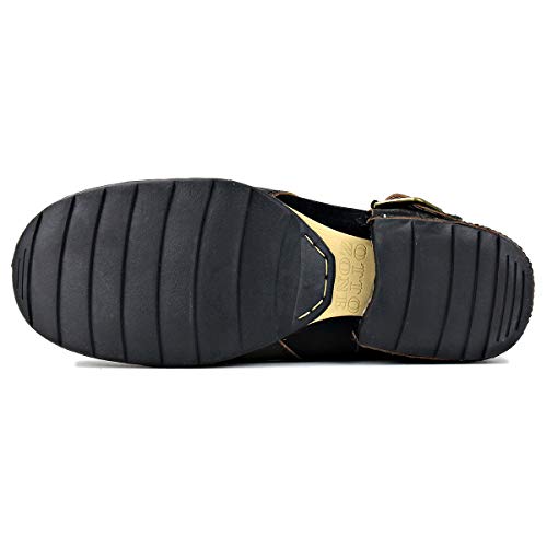 Image of OSSTONE Moto Boots for Men Fashion Zipper-up Leather Chukka Boots Casual Shoes Retro Style OS-5008-1-DA1B1