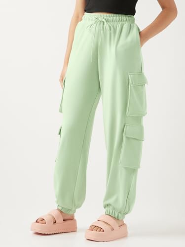 Image of Bewakoof Women's Cotton Super Loose Fit Joggers|Bewakoof Air 1.0 | Track pants for woman | Lower for women | Multipurpose | Activewear | Utility Pockets | Lightweight & Flexible Elastic Waist | Casual Joggers | Loose Fit