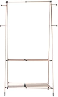 Beldray LA086174EU7 Get The Look Chic Dual Clothes Rail, Expandable, Freestanding Hanger for Coats, Skirts, Shirts, Foldable Garment Rack for Easy Storage, Grey and Rose Gold, 10 Metres