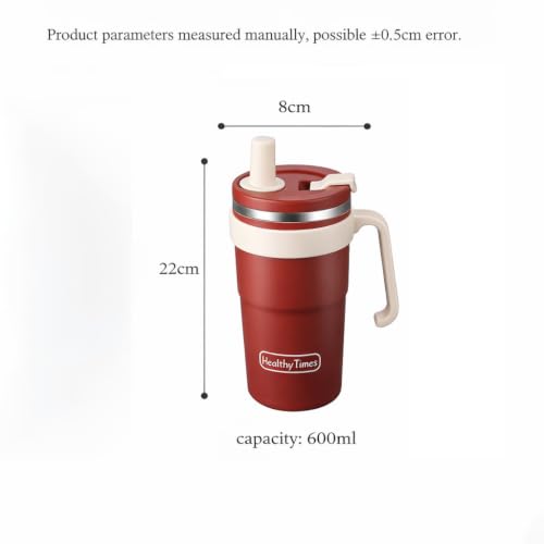 Image of YELONA Tea Infuser Travel Mug with Stainless Steel Filter & Straw, Leakproof Coffee Tumbler for Car Cup Holders | Water Bottle, 600ML - Ruby Red