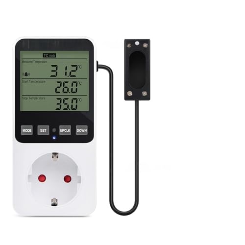 Temperaturregler Steckdose, Thermostat Steckdose, Hygrostat Steckdose 230V, -40°C~120°C, Thermostat mit Zeitschaltuhr, LCD Display für Gewächshaus...
