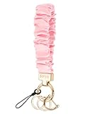 Scrunchie Keychain Wristlet for Women - Stretch Car Key Holder Bracelet, Key Chain Wristlet for Gym, Shopping & Travel (Blush Pink)