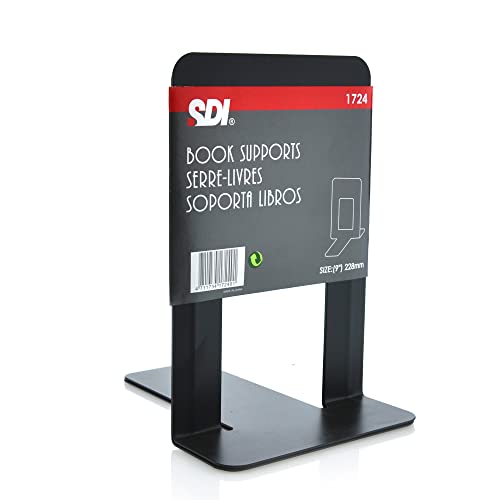 Soporta Libros Grande (23 cm) Metálico con Base Antideslizante   Ref.1724 N   by SDI de Office Box (Negro)