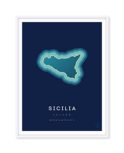 Affiche de l'île de la Sicile 30 x 40 cm pour décoration murale de salon