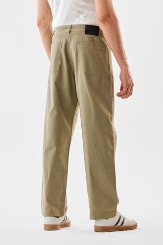 Image of SNITCH Men Casual Trousers | Relaxed Fit with Turned-Up Cuffs & Solid Pattern | Cotton Blend Fabric with Medium Stretch for Summer & Everyday Wear