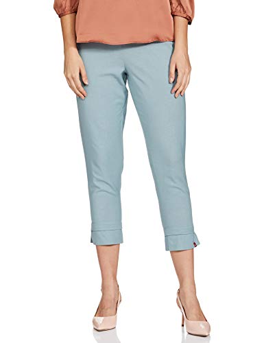 Image of BIBA Cotton Blend Solid Regular Casual Pants