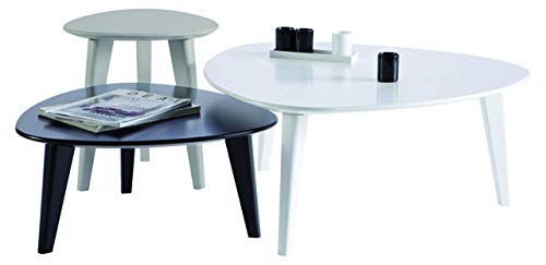 Demeyere 107118 - Set de 3 mesas Bajas, Color Blanco, Gris y Negro