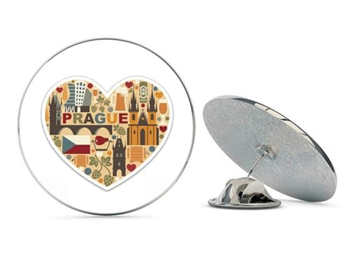 Prague Icon Heart Metal 0.75" Lapel Hat Pin Tie Tack Pinback2
