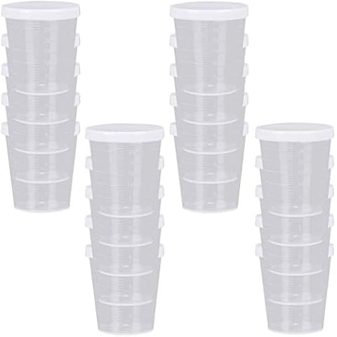 Goeielewe 20PCS Plastic Medicine Cups with Lids, 30ML Clear Reusable Graduated Cups Transparent Scale Measuring Cups, Measure Container for Mixed Pills, Liquid Medication Cover