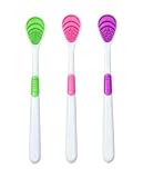 GBEDFO Raschietto Lingua 3 Pezzi, Set Pulizia Lingua Adulti, Colori Casuali, Silicone Morbido, Spazzolino Linguale, Alito Fresco, Ergonomico Anti-scivolo, Rimuove Batteri e Placca, Igiene