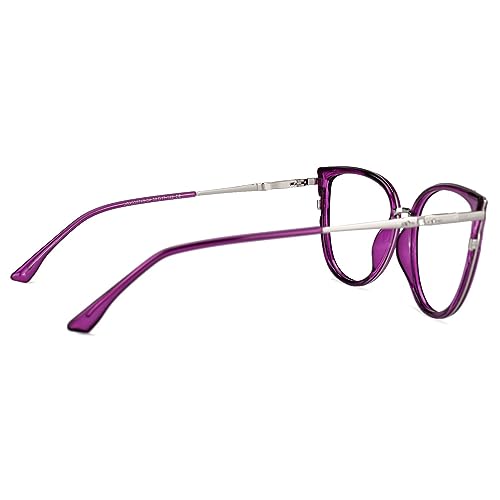 Image of Zeelool Cat Eye Eyeglasses Frame for Women Men Non-prescription Clear Lens ZJGX338746-04 Purple