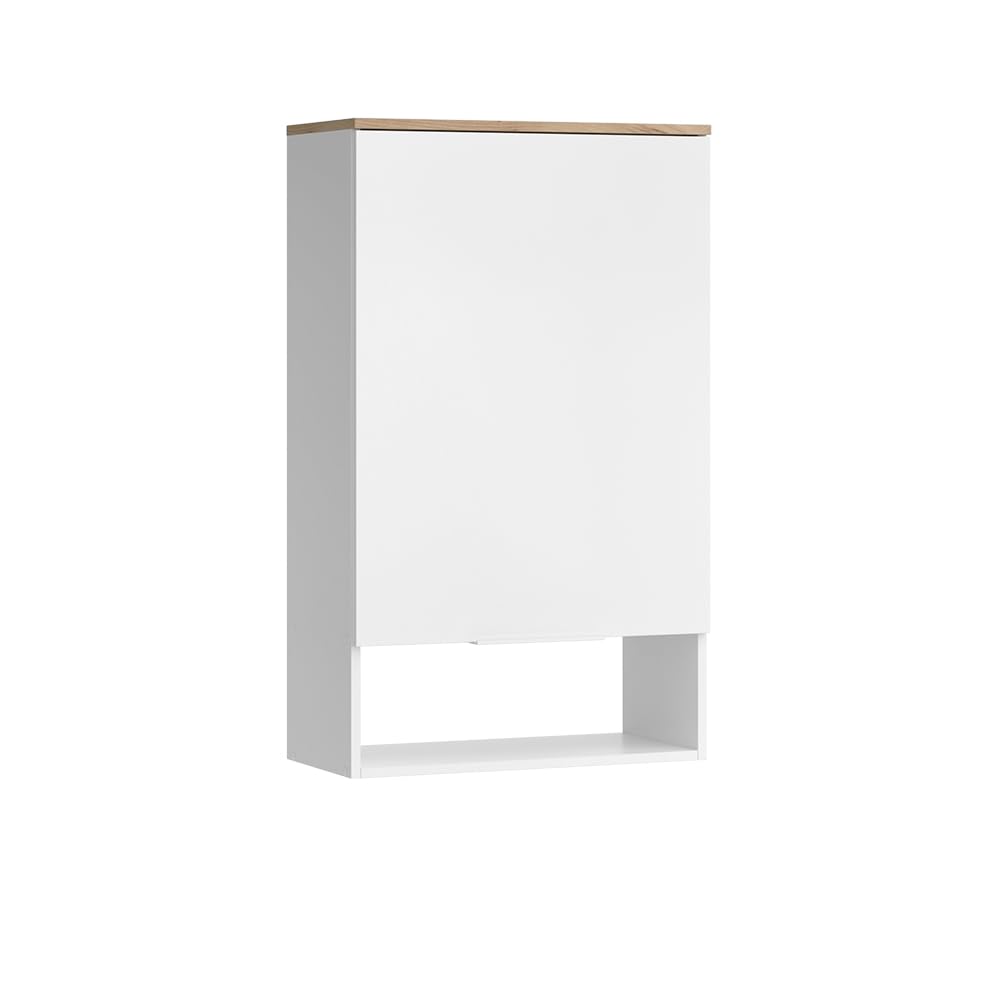 Vicco Sideboard Wido, Blanc/Sonoma, 60x100cm avec Porte, adapté au Montage Mural pour Salle de Bain ou Cuisine