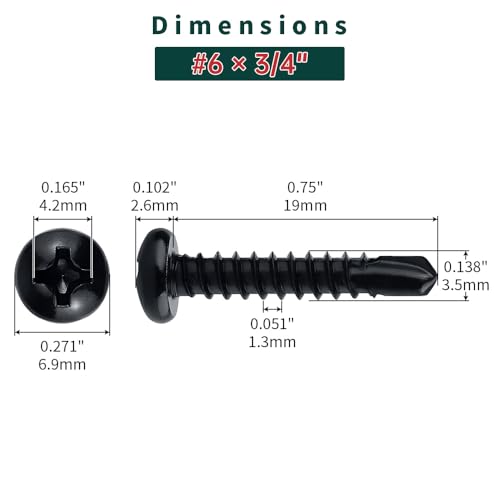 #6 x 3/4 pulg Tornillos autoperforantes 100 pcs miniatura 2