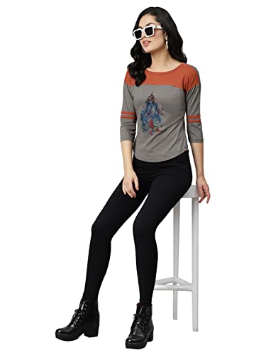 Image of OM SAI LATEST CREATION Women's New 3D Printed Lycra 3 /4 Sleeve Regular Fit Office wear,Casual wear Western Top
