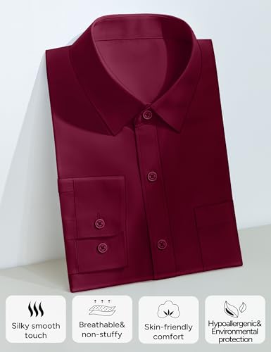 Image of Boys Long Sleeve Button-Down Dress Shirts with Tie: 2 Fabrics (Stretch /Standard) & 2 Fits (Regular /Husky)