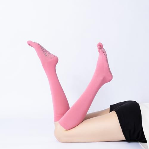 Verdancy Yoga Pilates Toe Socks with Grips for Women Knee Highs Non Slip Cushioned Over the Calf Socks for Barre Ballet4
