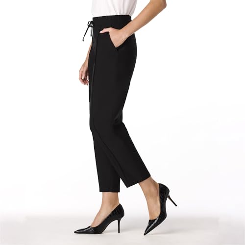 Cable & Gauge Women's Smock Waist Knit Pants - Elastic Waist, Ankle-Length, Comfortable Lounge & Casual Wear, Glen Plaid2