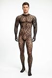 Bommi Fairy Herren Sexy Dessous Kostüm Bodysuit Rave Outfits Festival Party Clubwear Einteilig Leopard Rückenfrei Jumpsuit Unterhemden (Schwarz)