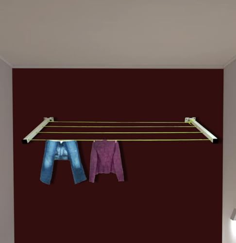 GLITZ® Clothes Drying Rack, Metal Wall Mount Cloth Drying Stand, 5 Wire Foldable Space Saving Stand for Clothes Drying…