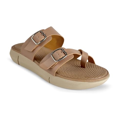 Image of KazarMax Women Magnolia Lightweight Double Strap | Cushioned | Bounce Back | Comfortable Flat Sandals