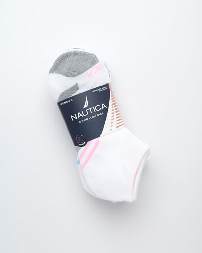 Image of Nautica Womens No Show Socks Moisture Wicking Low Cut Athletic Socks 6 Pack | Moisture Wicking Dri-Motion Fabric, Cushioned Key Areas, Banded Arch Support, No Show Low Cut, Shoe Size 4-10