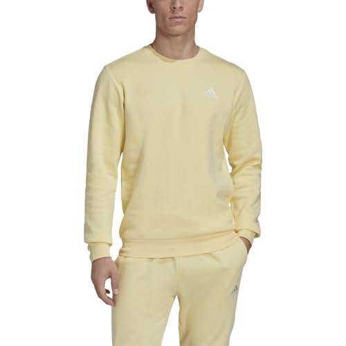 Image of adidas Men's Essentials Fleece Sweatshirt, Almost Yellow /White, Small