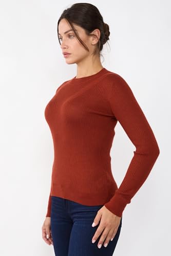 Image of JENNIE LIU Tissue Weight Cashmere Silk Rib-Knit Crewneck Sweater