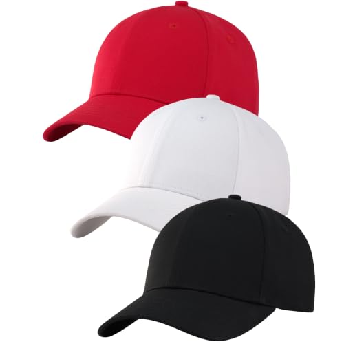 Image of 3 Pack Plain Cotton Strapback Baseball Hat Adjustable Low Profile Blank Team Ball Caps for Men Women