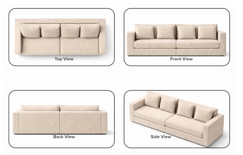 Image of Homax. Benitez Solid Sal Wood Easy-Clean, Kid & Pet Friendly Fabric Upholstered 4 Seater Straight Sofa Set for Living Room, Beige Color