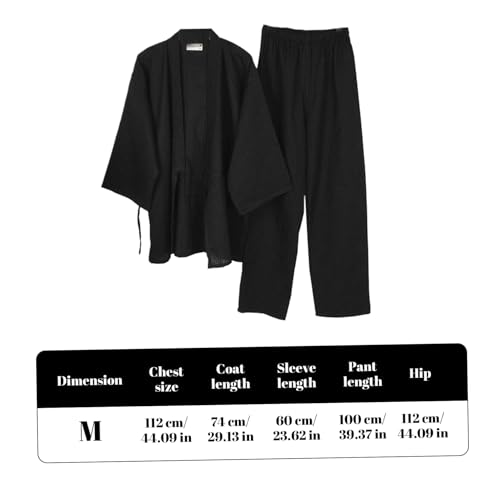Men's Japanese Kimono, Japanese Style Two-Piece Suit Cotton Bathrobe Pajamas Kimono Bathrobes Sleepwear for Couple, M2