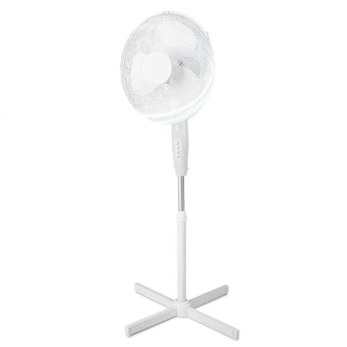 Brightium Ventilador de pie 16', 3 aspas, 3 velocidades, color blanco, ideal para refrescar espacios y mejorar la circulación del aire.