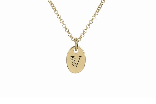 Collier en or 14k avec pendentif ovale et initiales gravées main - 4