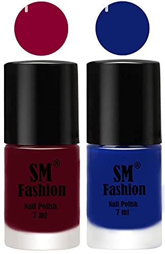 Image of Long Lasting Nail Polish | Nail Paint Combo 7 ml Each) - Set of 2 Boysenberry-Blue