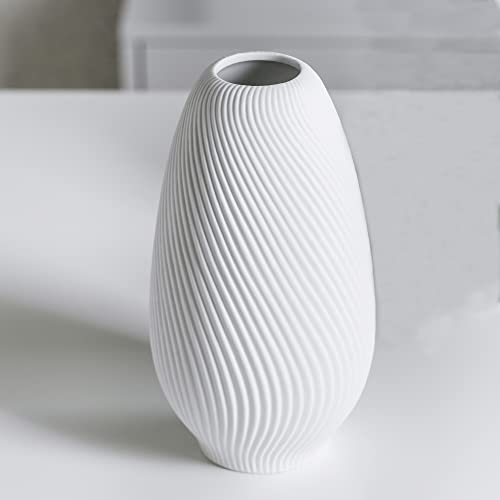 Matte White Ceramic Vase For Home Decor.modern Elegent Flower Vases, 8.8Inch. #TOP4
