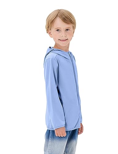 Image of TAGIHOO Kids Active Zipper Sun Protection Jacket Boys Girls Hooded Cooling Shirt Pockets Fishing Running Outdoor