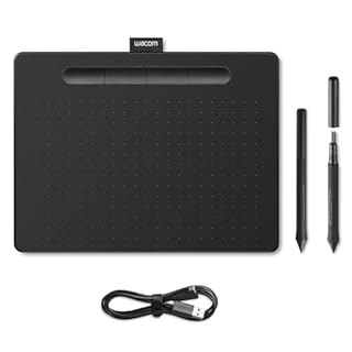 Wacom Intuos Medium Tavoletta Grafica – Tablet con Penna per Dipingere, Disegnare ed Editare Foto con penna sensibile alla pressione, Adatta per l’Home Office e l’E-Learning, Nero