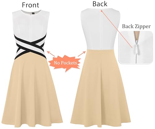 Image of VFSHOW Womens Front Zipper Work Business A-Line Dress Elegant Professional Office Career Church Fit and Flare Skater Dresses