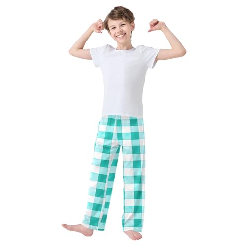 Teal Checkered Buffalo Plaid Pajama Pants Long Sleep Pant Soft PJ Bottoms Sleepwear2