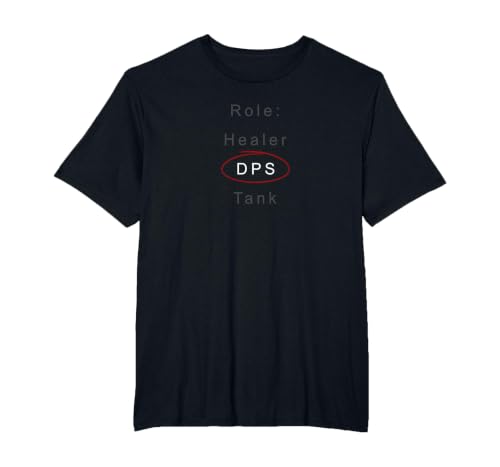 MMO DPS Role T-Shirt, Men's Big and Tall, Black, 4X Tall