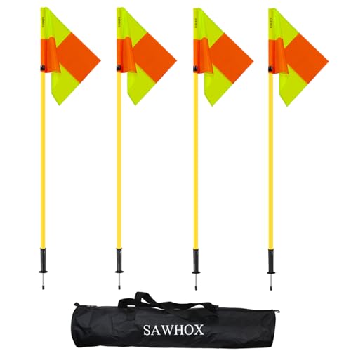 SAWHOX Soccer Corner Flags Set of 4, 5ft ABS Poles with Bag