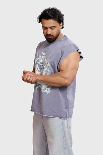 FUAARK Mens Poly-Cotton Sleeveless Gym Vest Dark Grey Light Grey - Image 6