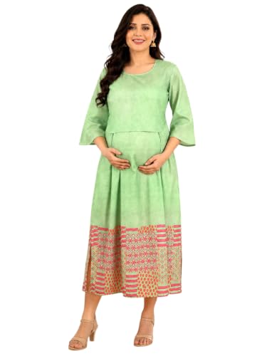 Image of RITIJYA Zipless Feeding Kurta Dress for Women | Maternity Nursing Kurti, No-Zip Easy Access | Extra Pleats Pre to Post Pregnancy | Quick-Dry Fabric | S-4XL